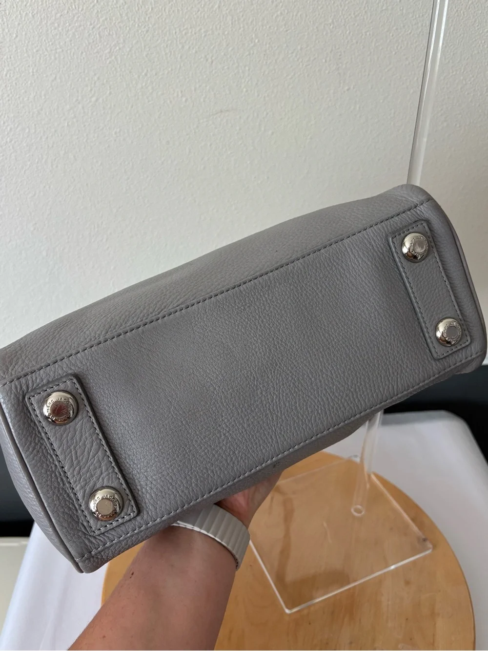 Marc Jacobs Too Hot to Handle Light Gray Pebbled Leather Satchel Crossbody